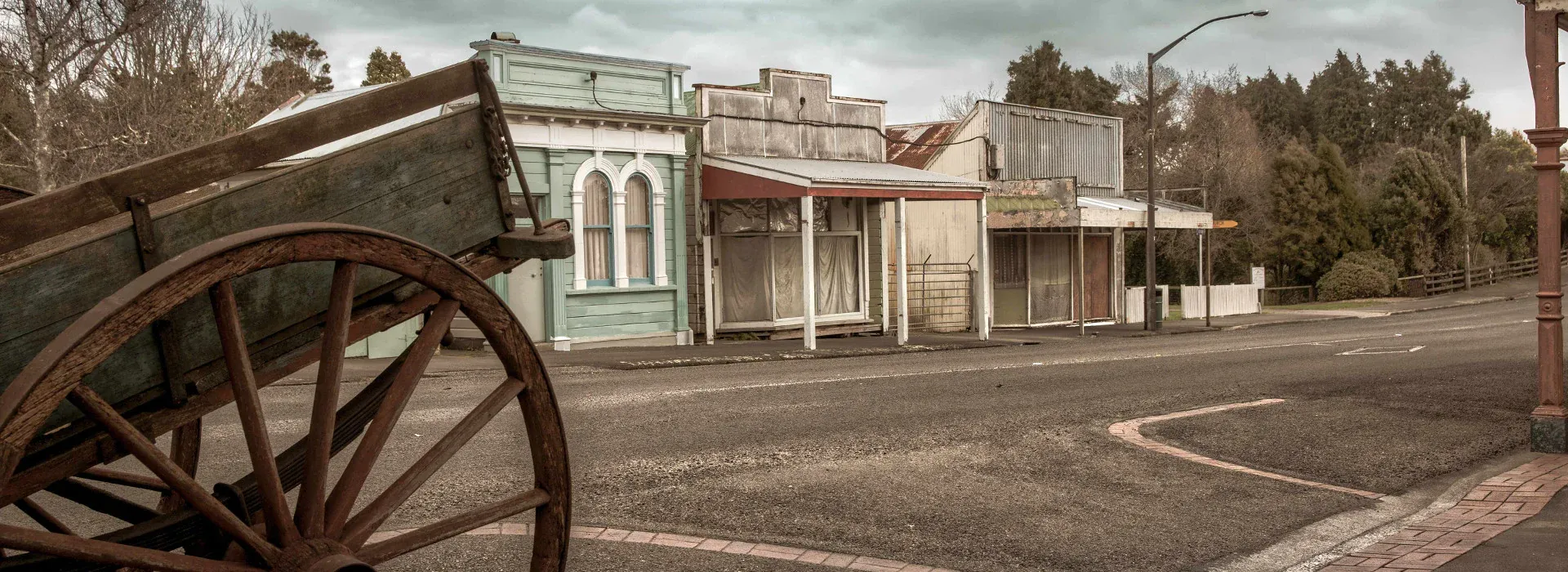 Eltham historic main street with vintage storefronts, highlighting local retail and heritage tourism.