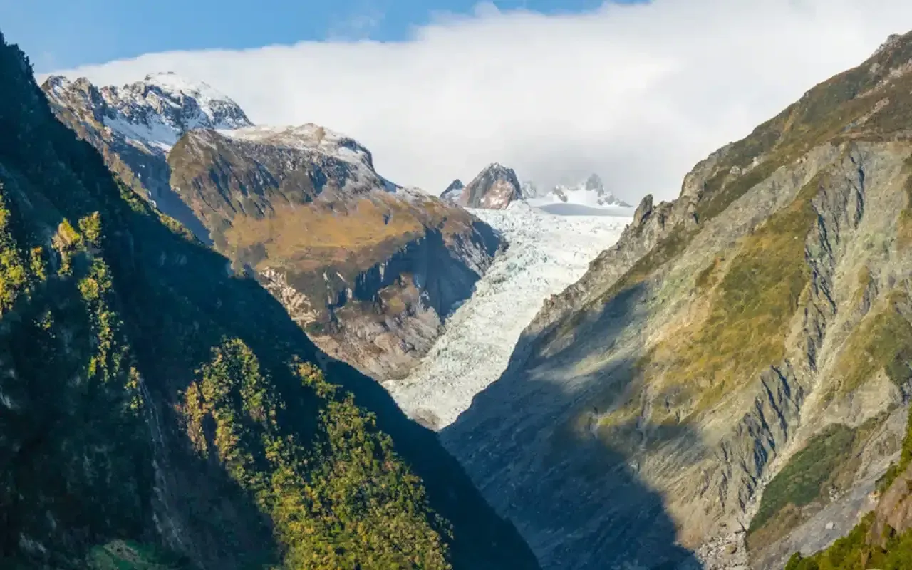 Fox Glacier's icy landscapes, a destination for adventure tourism and hospitality businesses.