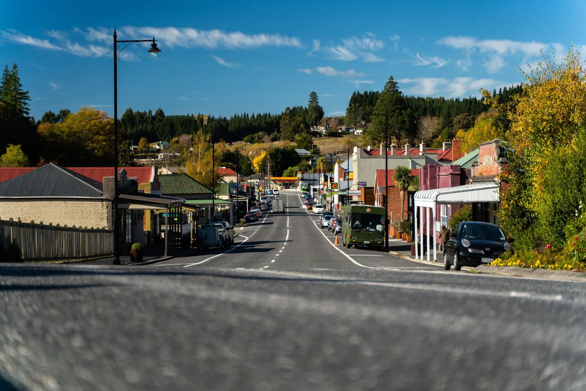 Historic town of Lawrence with classic architecture and surrounding greenery, Otago.