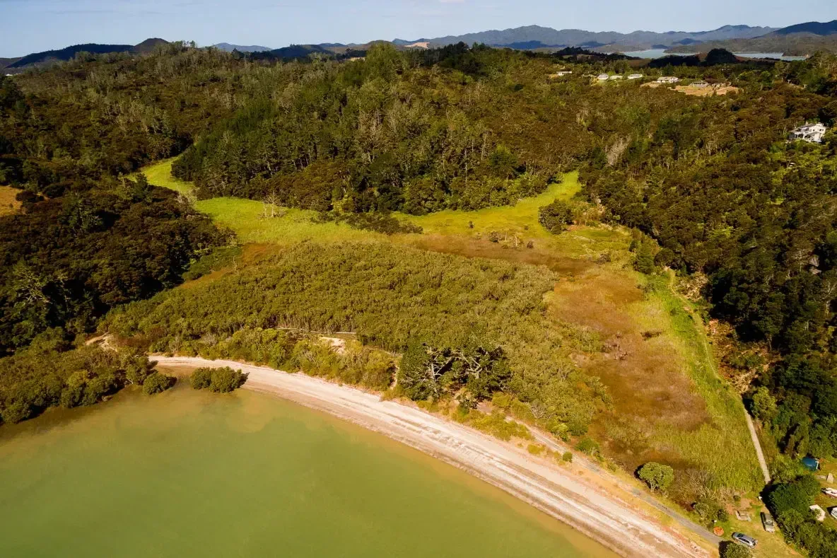 Overview of Pipiroa bay New Zealand